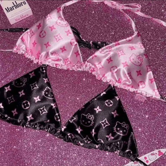 HelloKitty Sweetheart Satin Bikini&Shorts Set