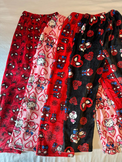 HelloKitty&Spiderman Fluffy Fleece Warm Pajamas Pants