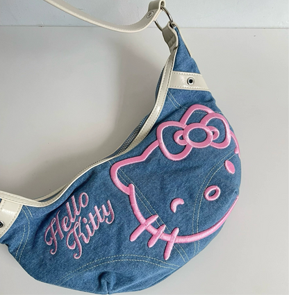 HelloKitty Jeans Embroidery Travel Bag