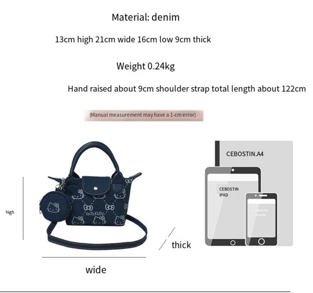 Hello Kitty Denim Dazzle Dumpling Bag