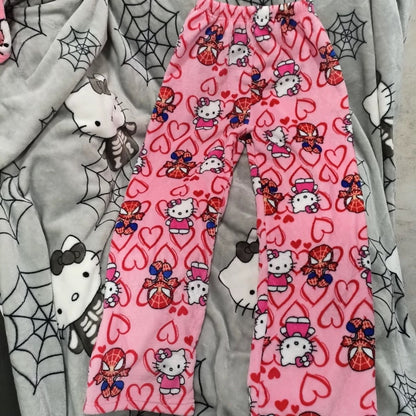 HelloKitty&Spiderman Fluffy Fleece Warm Pajamas Pants