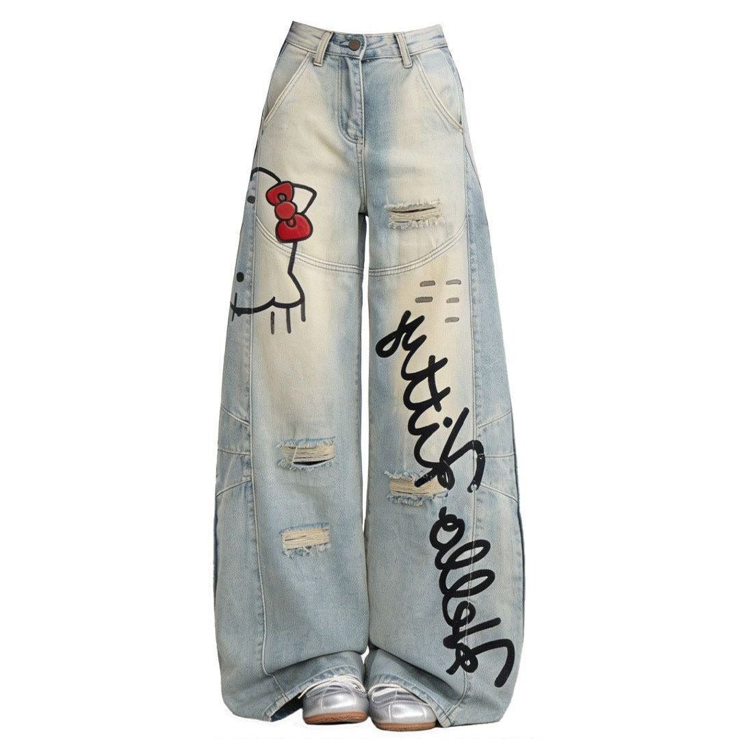 Hello Kitty Graffiti Wide Leg Jeans