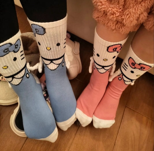 Hello Kitty Hand-Holders Mid Calf Socks