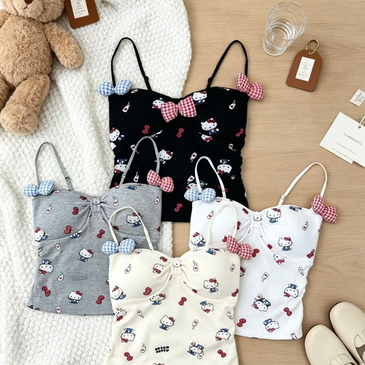 Hello Kitty Bow Cami Tank Top with Built-in Bra