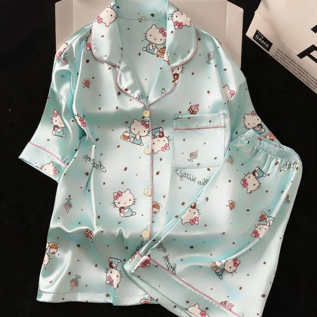 Mint Hello Kitty Satin Summer Pajama Set