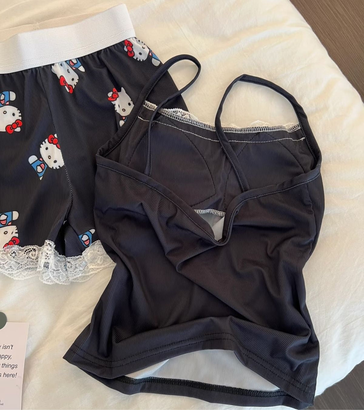 Hello Kitty Black Lace Bralette & Shorts Set