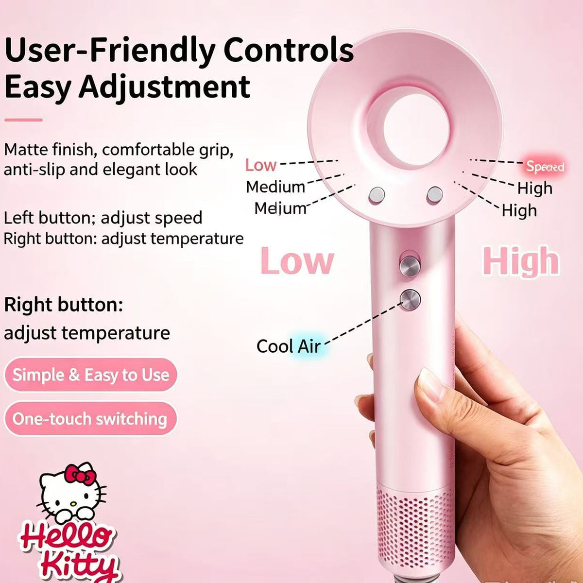 Hello Kitty Dreamy Pink Hair Dryer