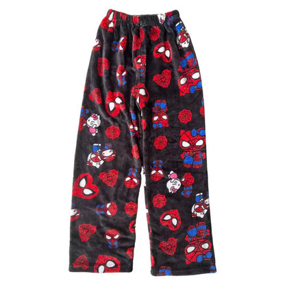 HelloKitty&Spiderman Fluffy Fleece Warm Pajamas Pants