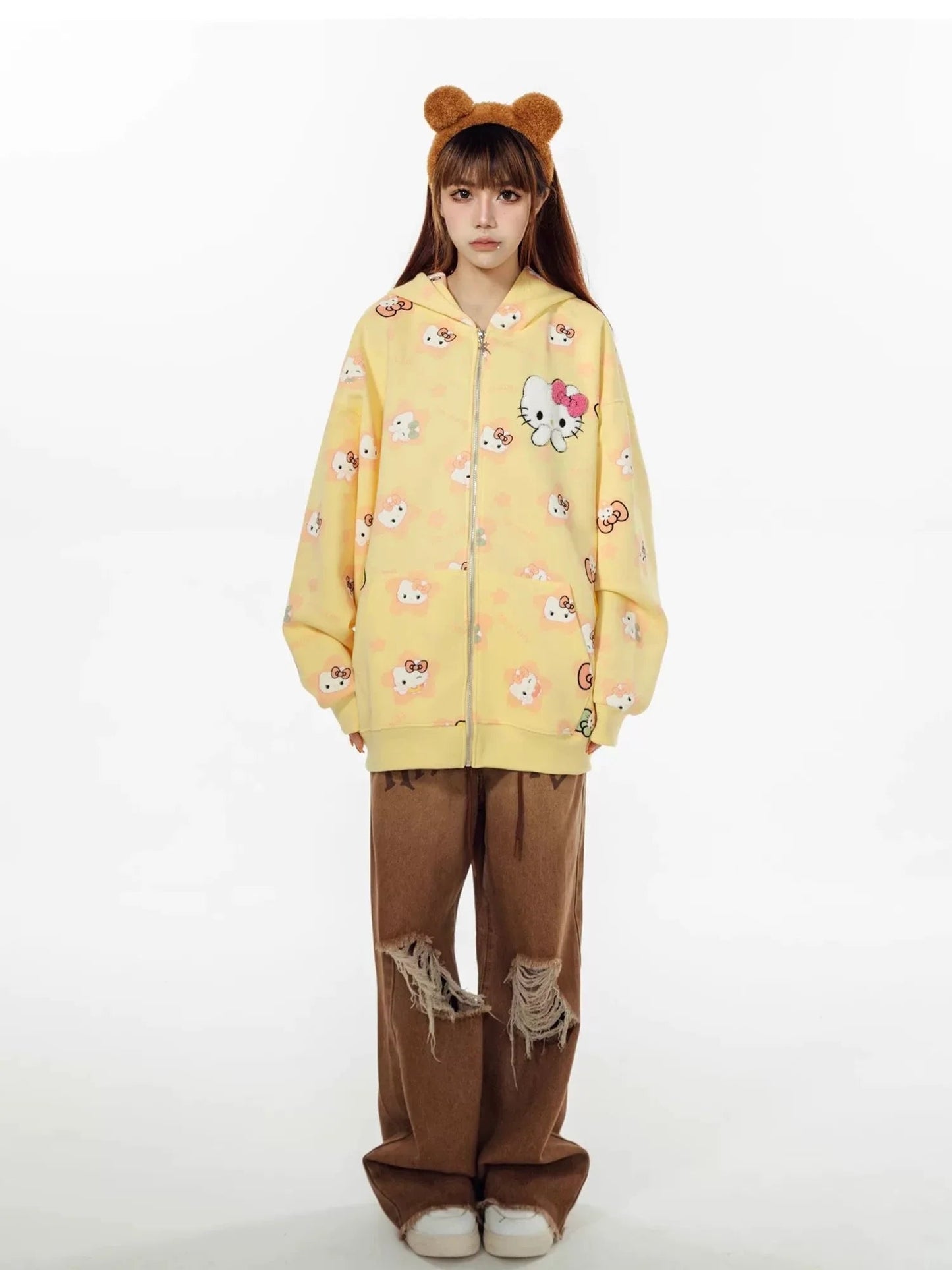 HelloKitty Oversize Sweet Patterned Hoodie