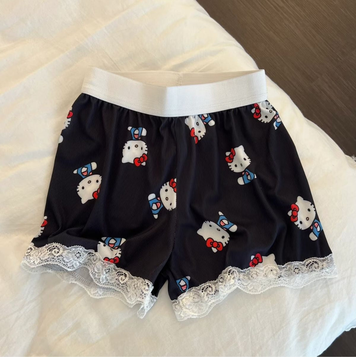 Hello Kitty Black Lace Bralette & Shorts Set