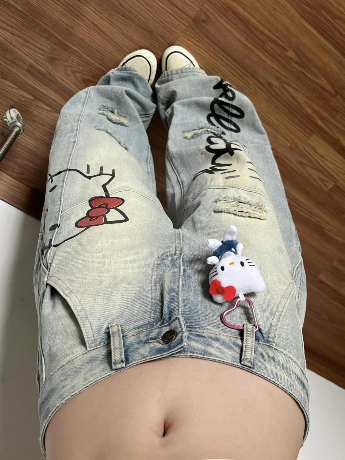 Hello Kitty Graffiti Wide Leg Jeans