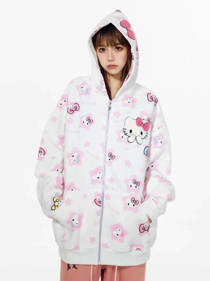 HelloKitty Oversize Sweet Patterned Hoodie