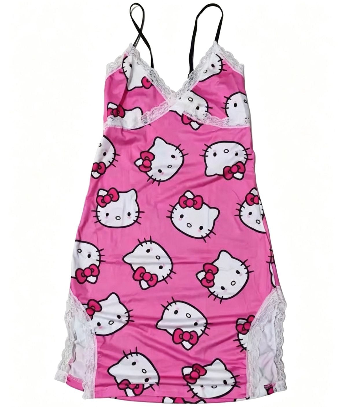Hello Kitty Lace Trim Satin Slip Dress Nightwear