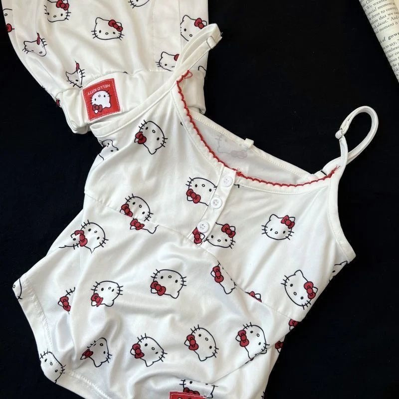 Hellokitty White Sweety Sleepwear Top with Shorts Pj Set