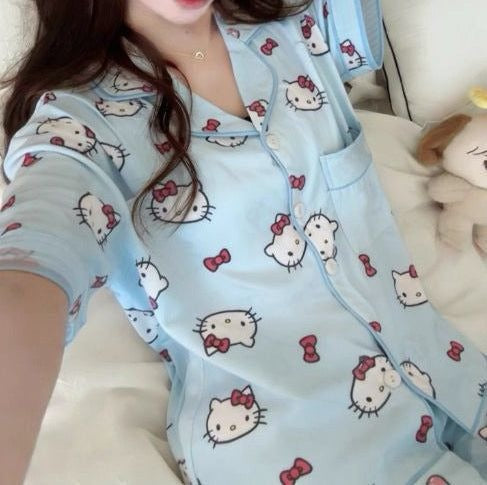Pink Satin Hello Kitty Pajama Set