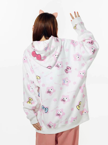 HelloKitty Oversize Sweet Patterned Hoodie