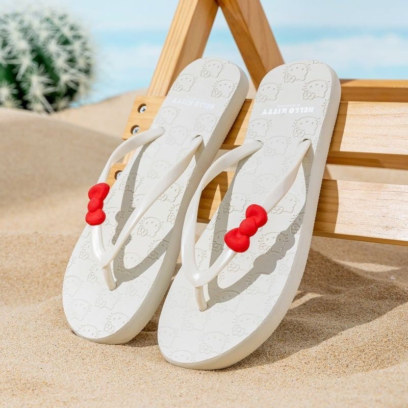 Hello Kitty 3D Red Bow Summer Beach Flip Flops