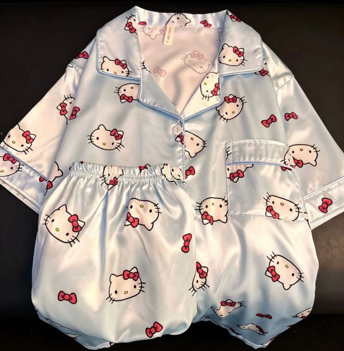 Pink Satin Hello Kitty Pajama Set