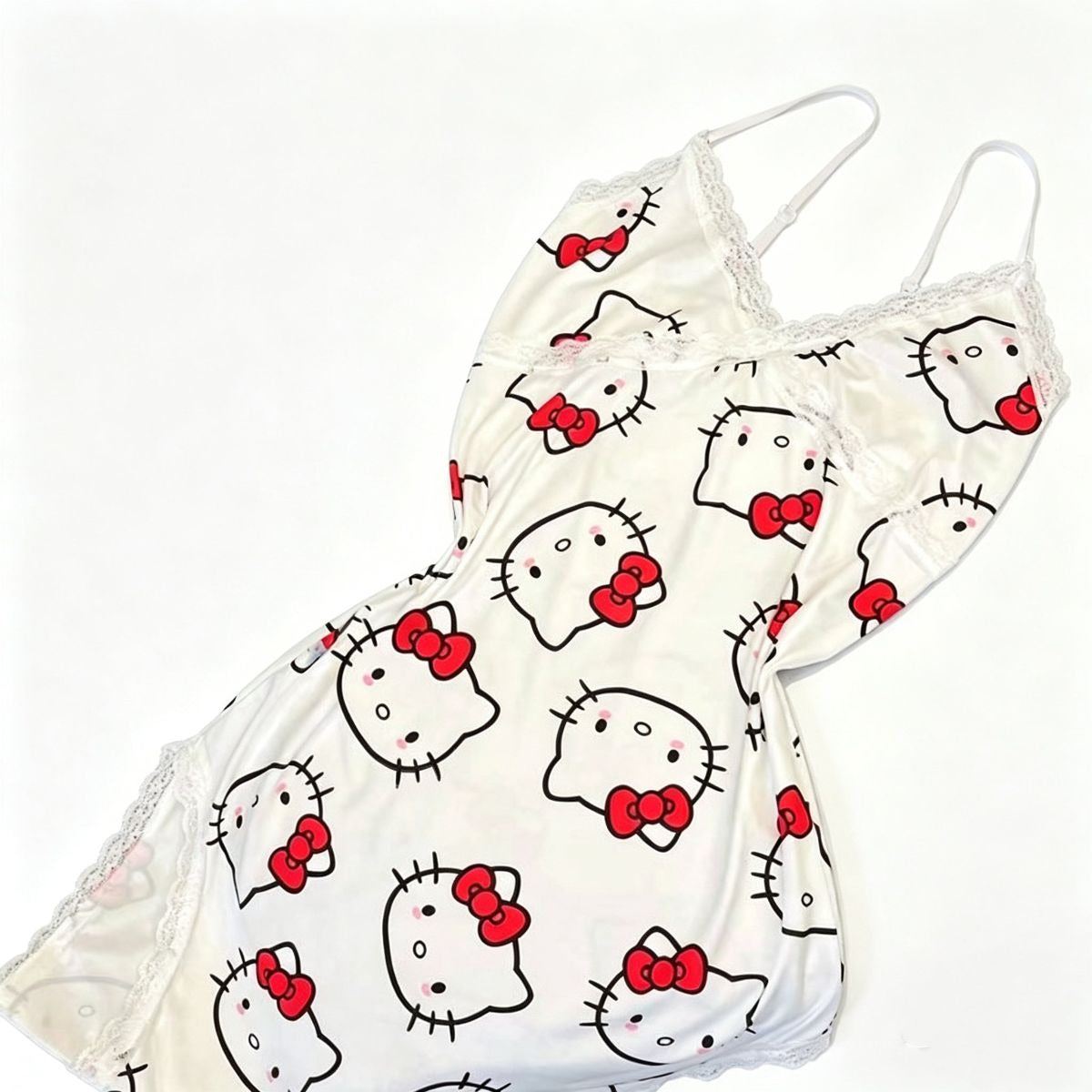 Hello Kitty Lace Trim Satin Slip Dress Nightwear