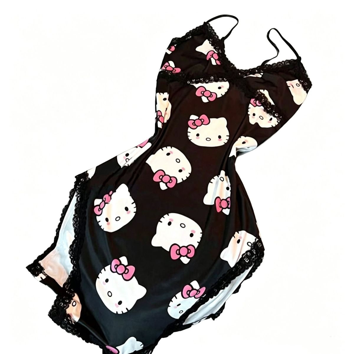 Hello Kitty Lace Trim Satin Slip Dress Nightwear