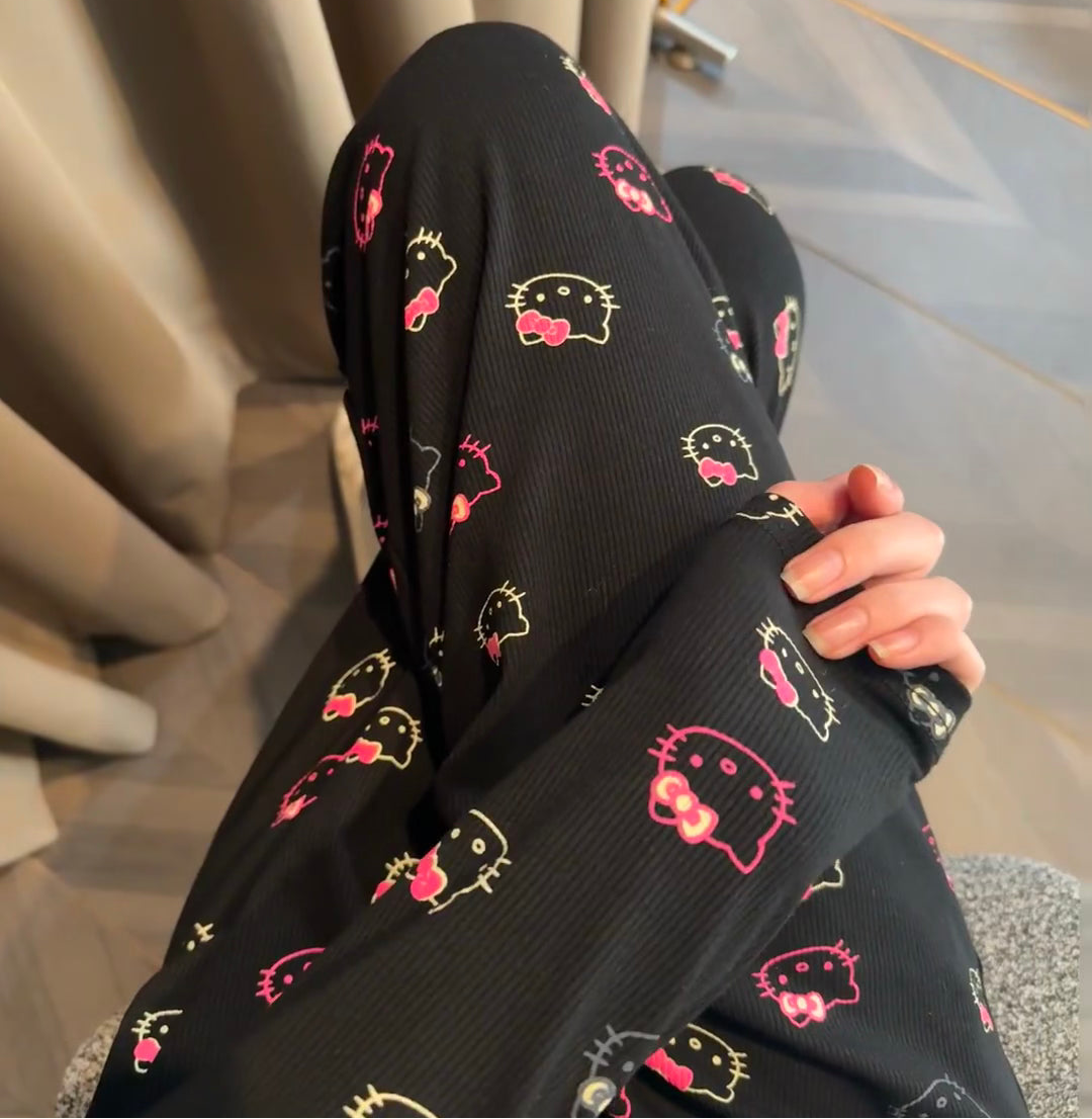 Hello Kitty Night Charm Black Long Sleeve Pajamas Sets