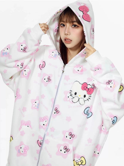 HelloKitty Oversize Sweet Patterned Hoodie