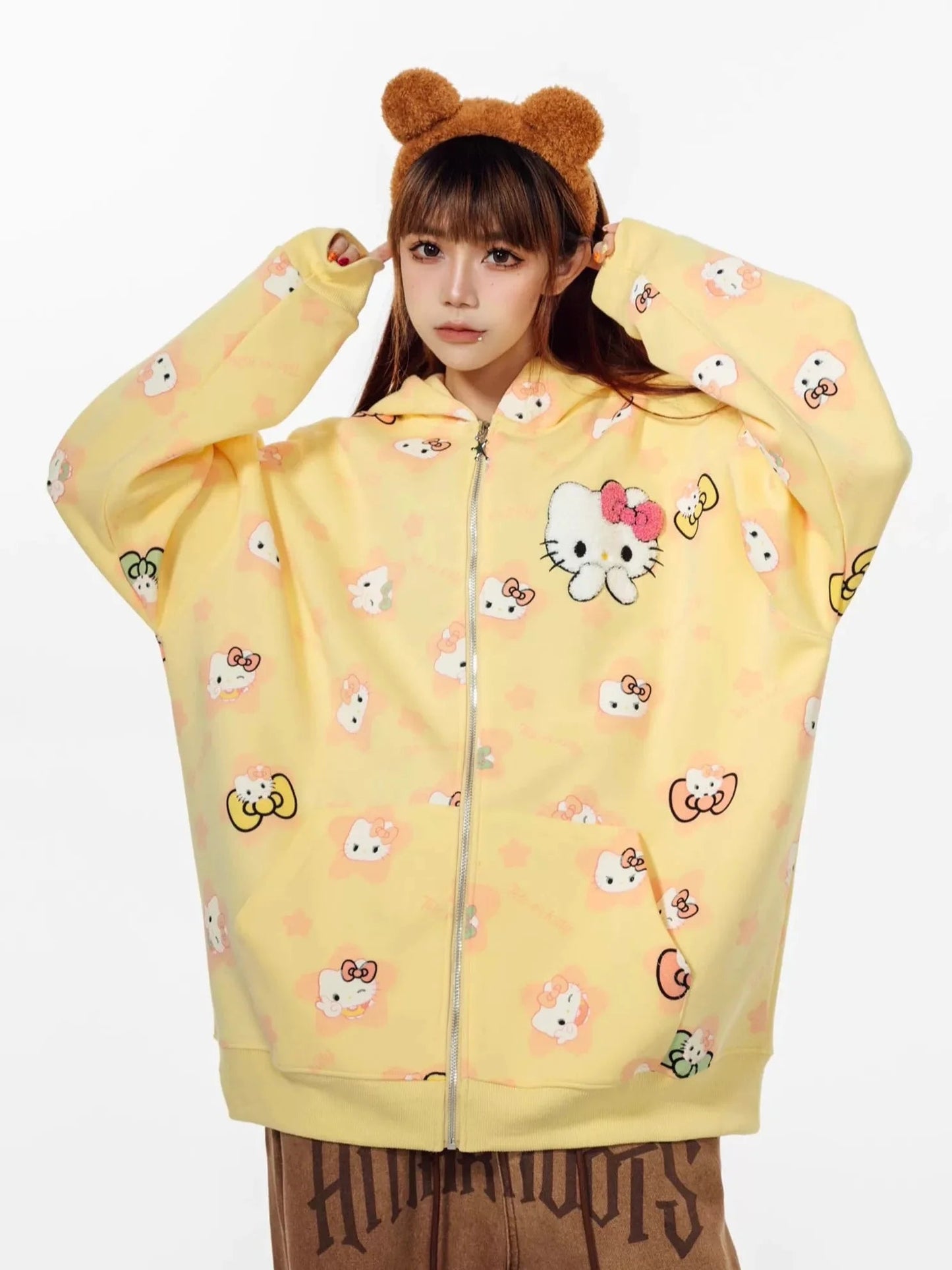 HelloKitty Oversize Sweet Patterned Hoodie