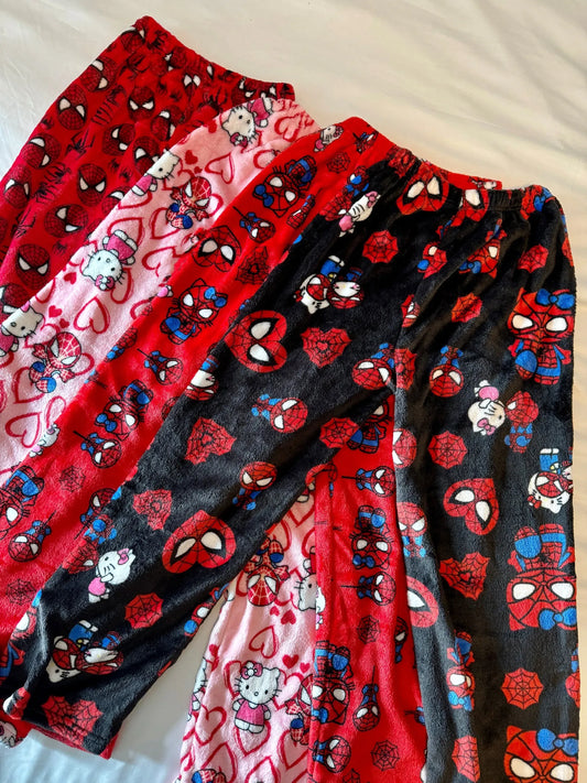 HelloKitty&Spiderman Fluffy Fleece Warm Pajamas Pants