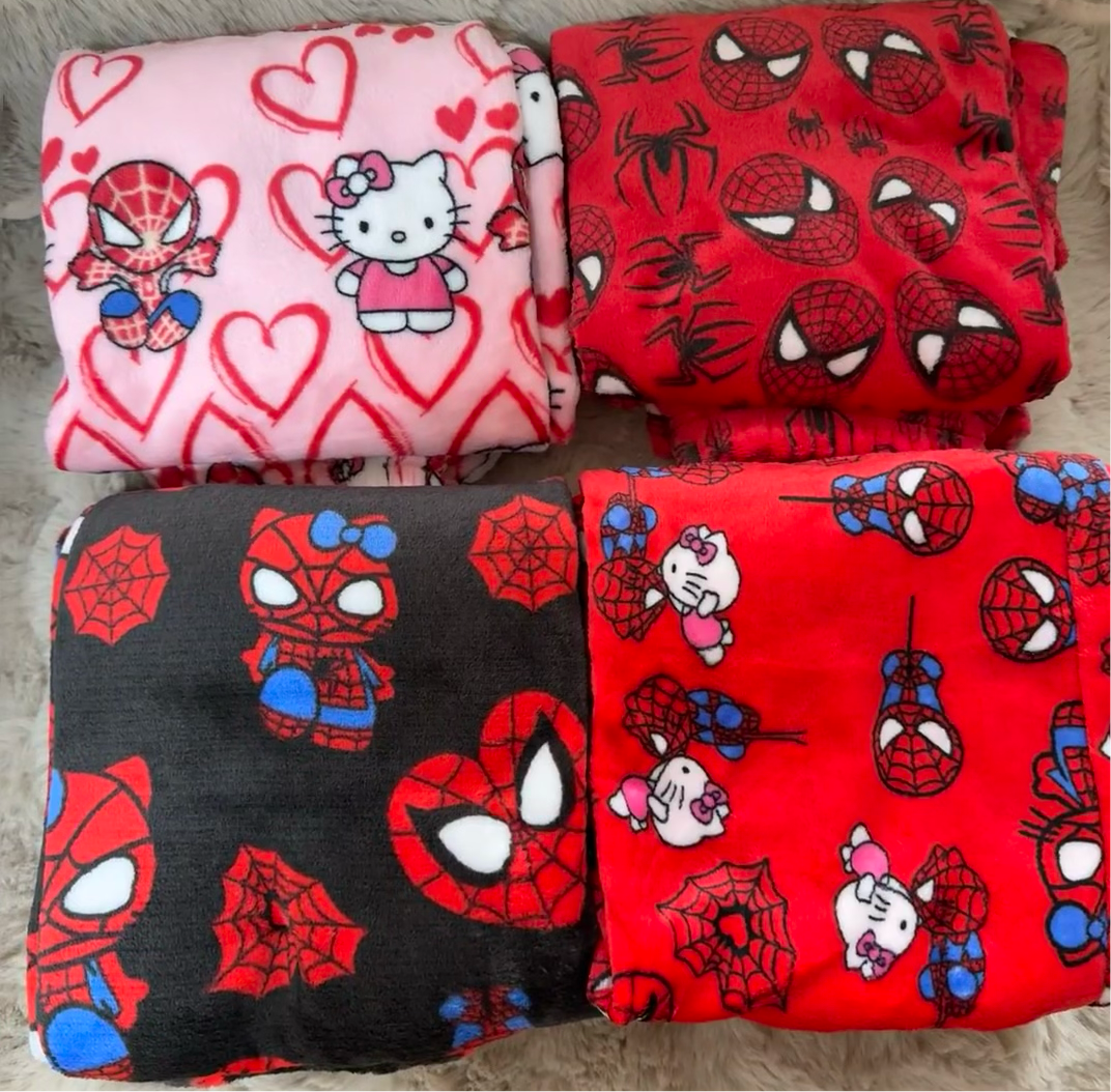 HelloKitty&Spiderman Fluffy Fleece Warm Pajamas Pants