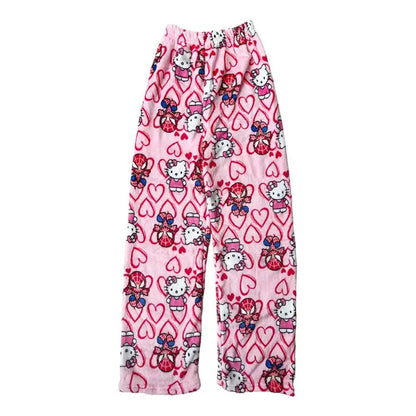 HelloKitty&Spiderman Fluffy Fleece Warm Pajamas Pants