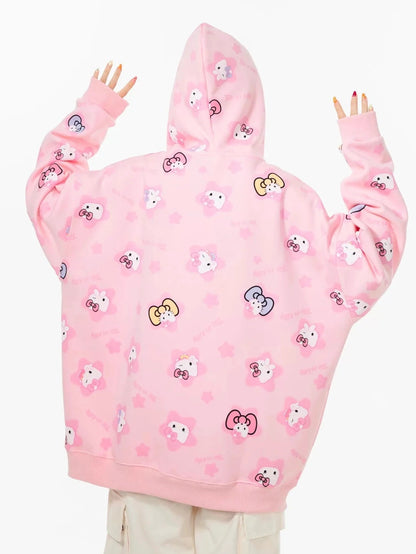 HelloKitty Oversize Sweet Patterned Hoodie