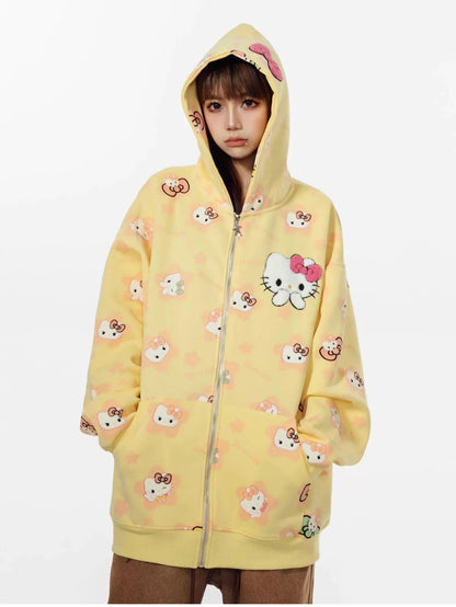 HelloKitty Oversize Sweet Patterned Hoodie