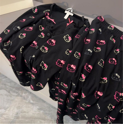 Hello Kitty Night Charm Black Long Sleeve Pajamas Sets