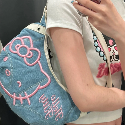 HelloKitty Jeans Embroidery Travel Bag