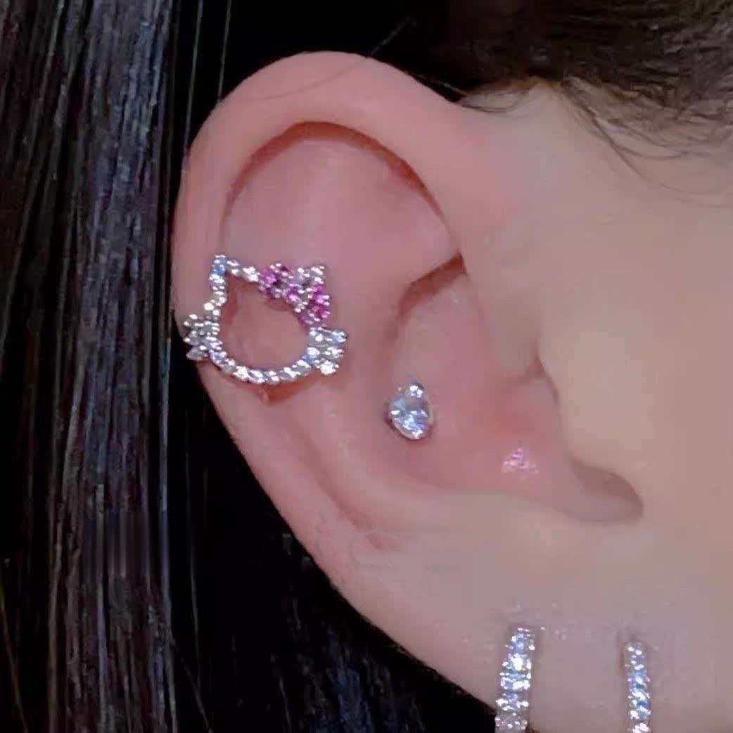 Sparkling HelloKitty Whisper Ear Cuff Set