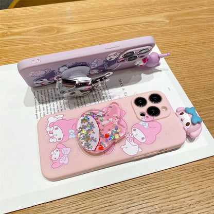 Kuromi/My Melody Hanging Phone Case with Popsocket & Strap