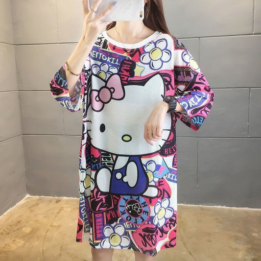 Bequemes Sanrio-Freizeitkleid aus Mesh-Eisseide