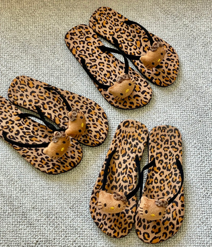 Hellokitty Leopard Print Flip Flops Beach Shoe