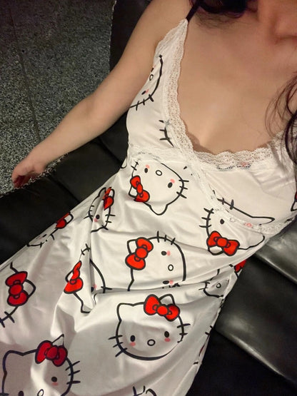 HelloKitty Silky Spaghetti Straps Nightgown