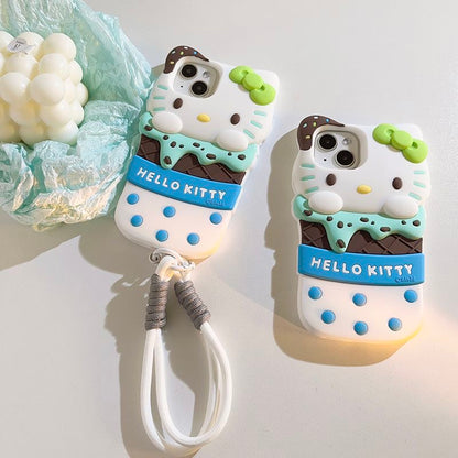 Hello Minty Sea Salt Ice Cream Phone Case with Phone Charm