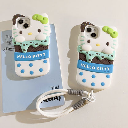 Hello Minty Sea Salt Ice Cream Phone Case with Phone Charm