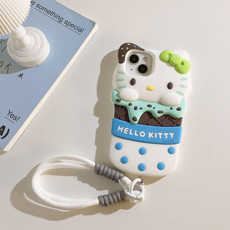 Hello Minty Sea Salt Ice Cream Phone Case with Phone Charm