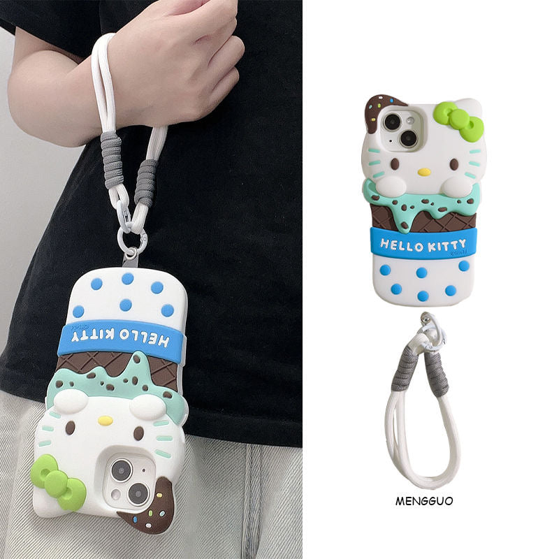 Hello Minty Sea Salt Ice Cream Phone Case with Phone Charm