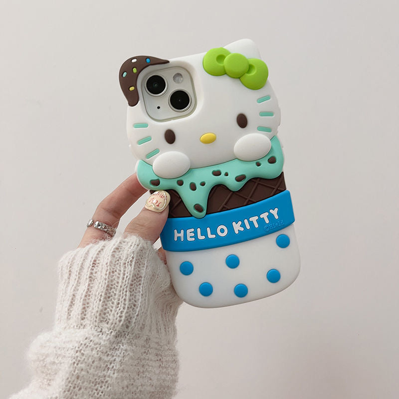 Hello Minty Sea Salt Ice Cream Phone Case with Phone Charm