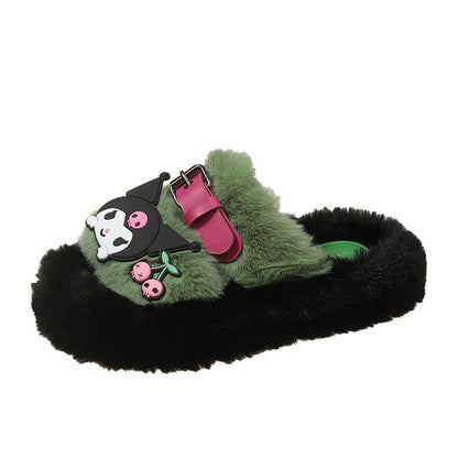 Kuromi Open-Toe Cozy Fuzzy Slippers