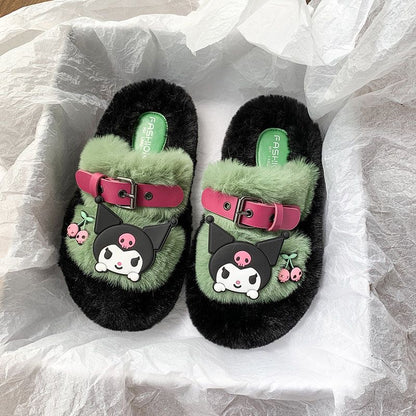 Kuromi Open-Toe Cozy Fuzzy Slippers