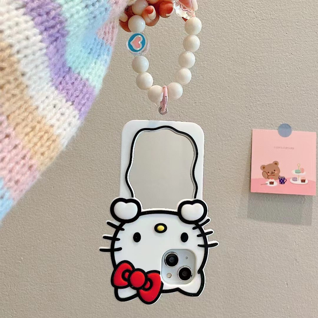 HelloKitty Phone Case with Mirror & Beads Charm
