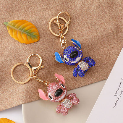 Stitch Rhinestone Keychain (100% handmade)